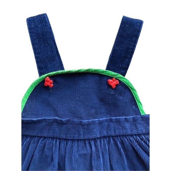 Vintage Baby Girl Navy Blue Corduroy Jumper/Dress & Polka Dot Collard Blouse - Picture 10 of 13